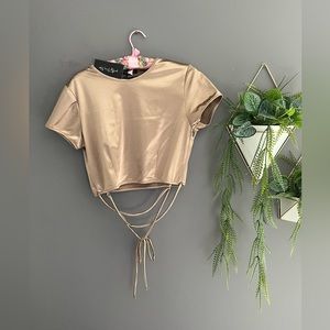 Satin gold crop.